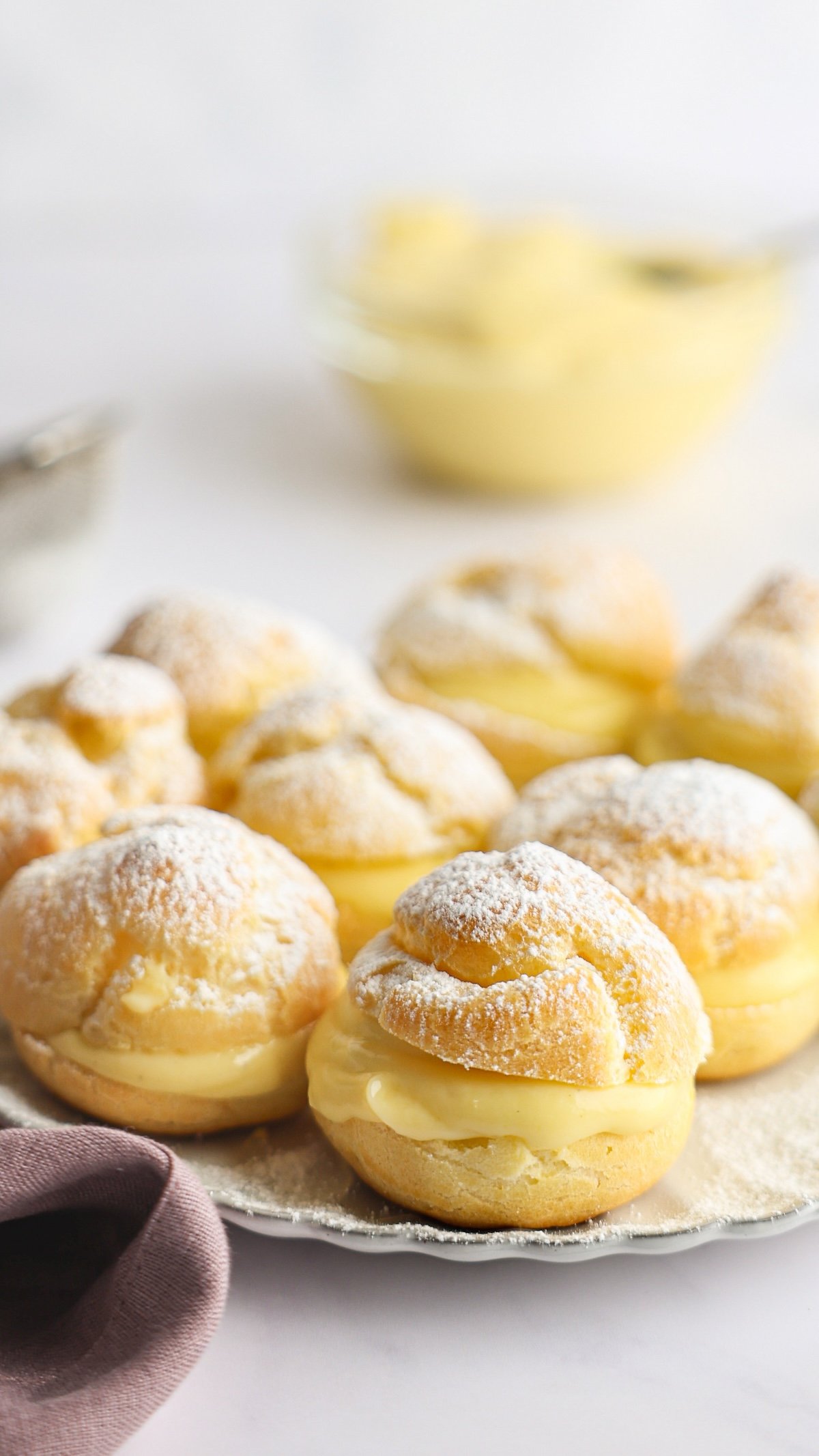 cream puffs on platter