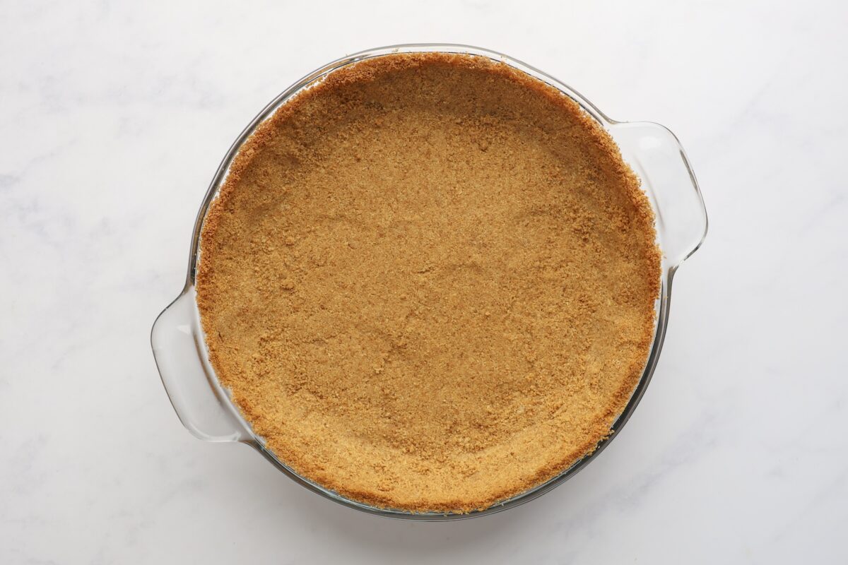 Baked graham cracker crust.