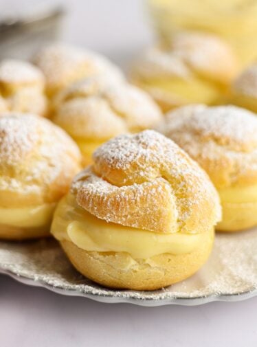 cream puffs on platter