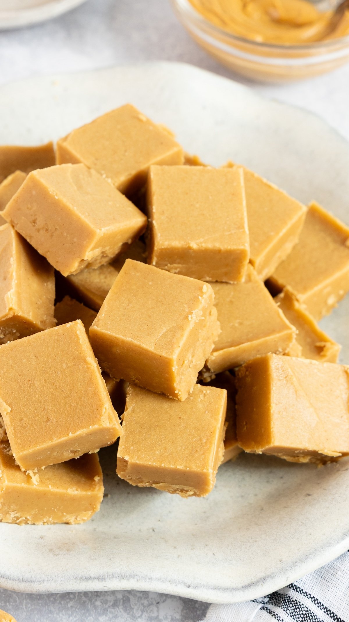 peanut butter fudge squares on platter