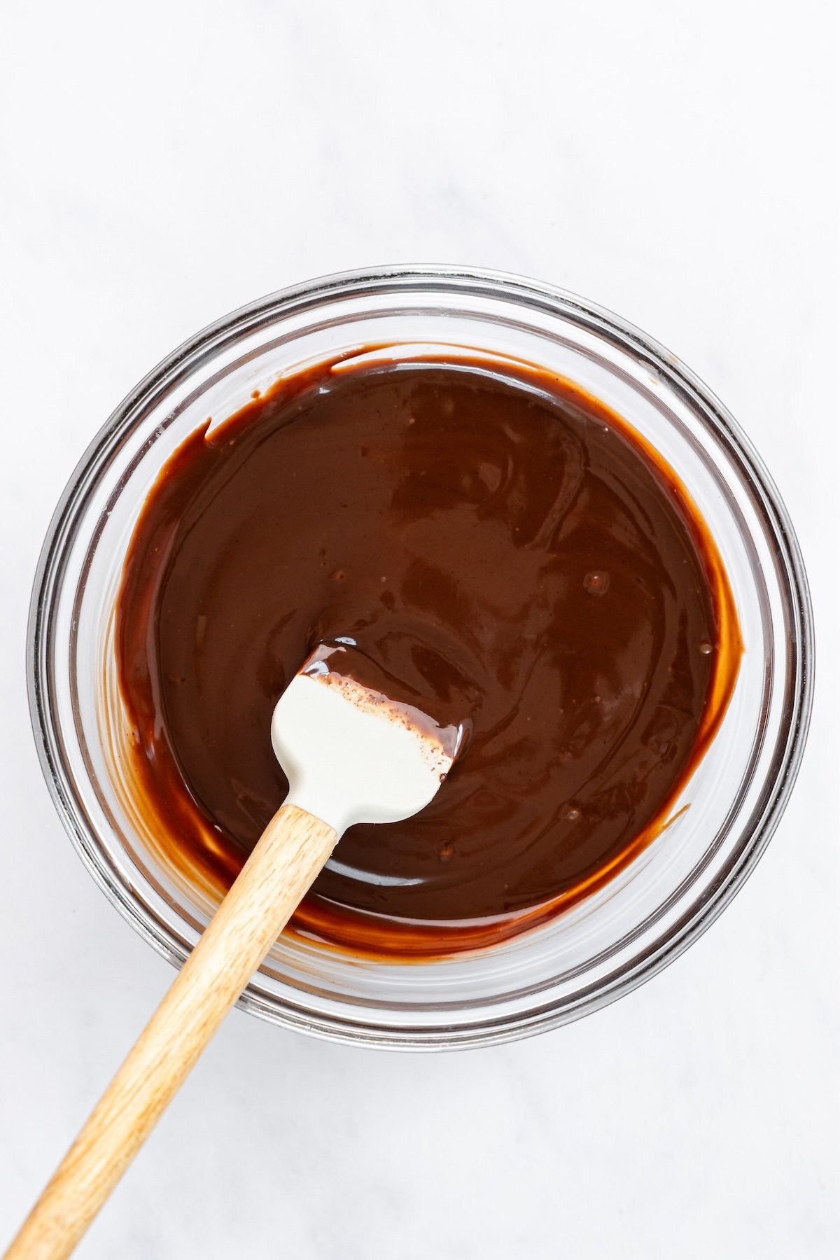 glass bowl with melted chocolate/heavy cream mixture