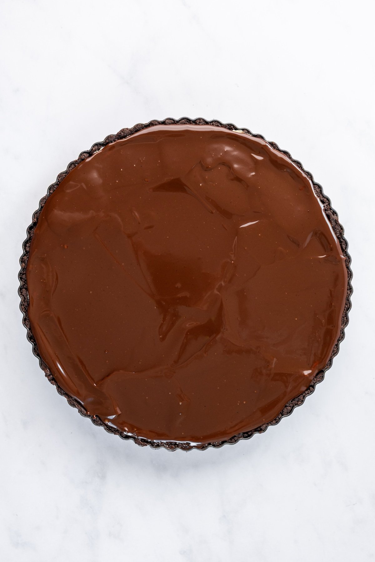 tart with ganache spread over top