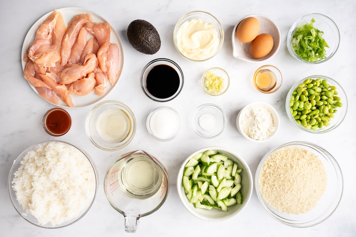 ingredients for chicken katsu bowls