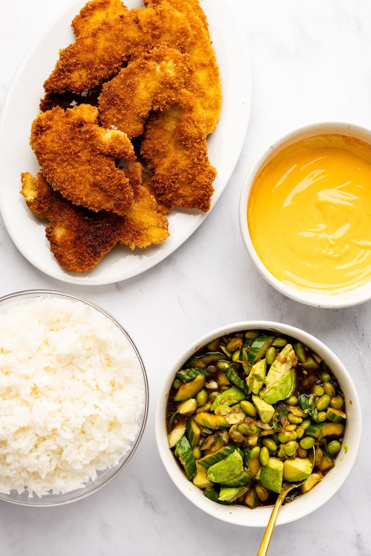 chicken katsu components ready to serve