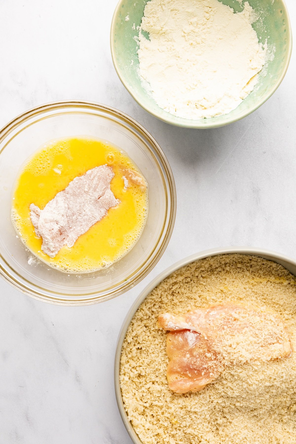 3-step breading process for the chicken