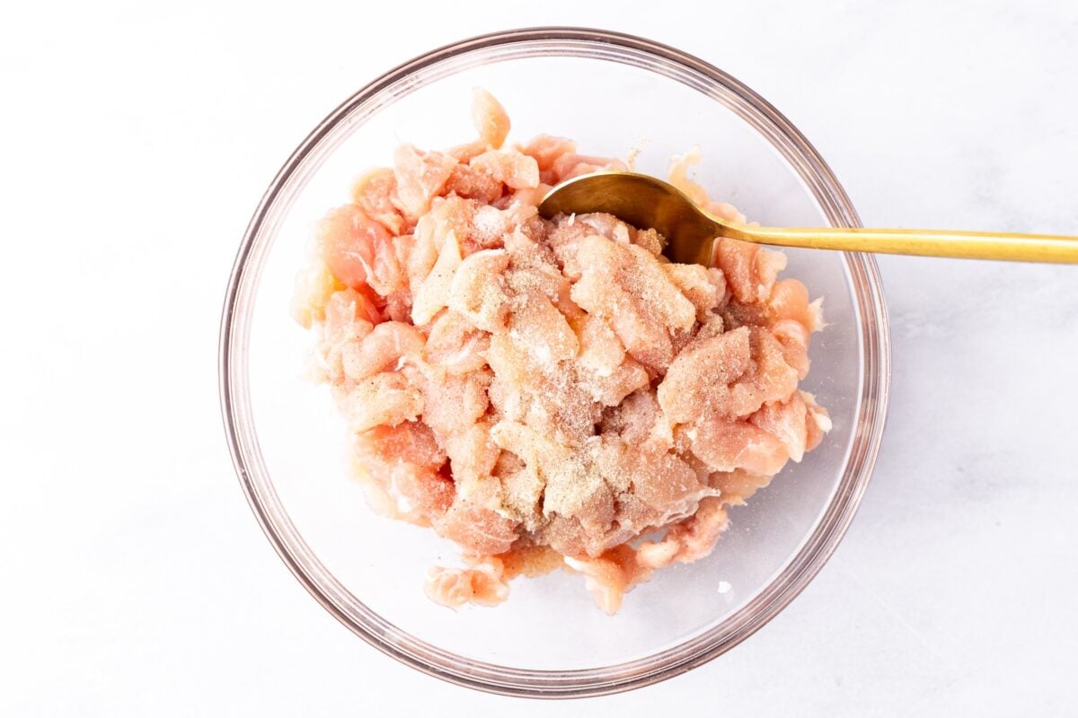 chicken pieces seasoned with salt and pepper
