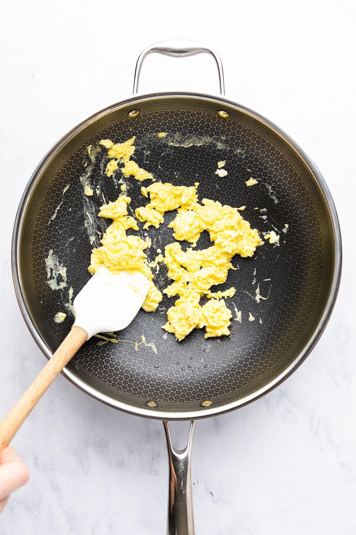 scrambled eggs in nonstick skillet