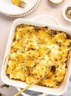 baked cauliflower in square baking dish