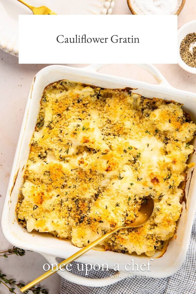 baked cauliflower gratin in 8-inch square baking dish