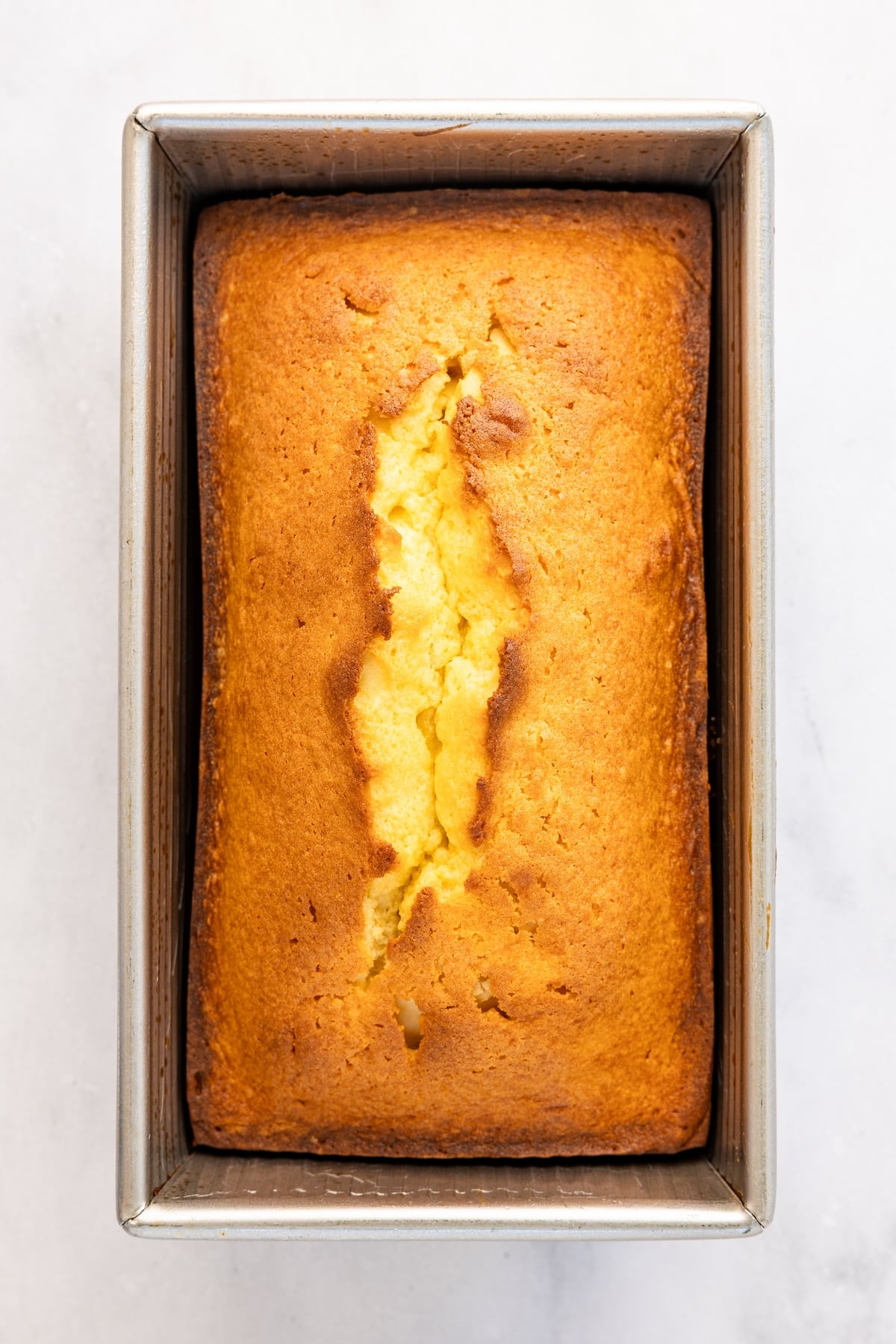 9 x 5-inch loaf pan with baked pound cake