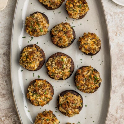 stuffed mushrooms on platter