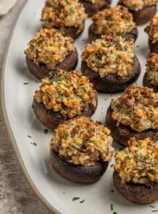Platter of stuffed mushrooms.