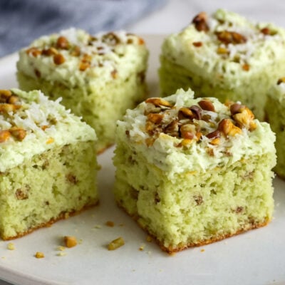 slices of watergate cake on platter