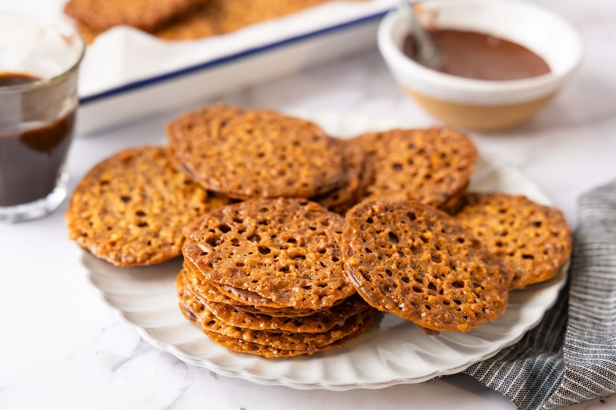 Florentine cookies on plate