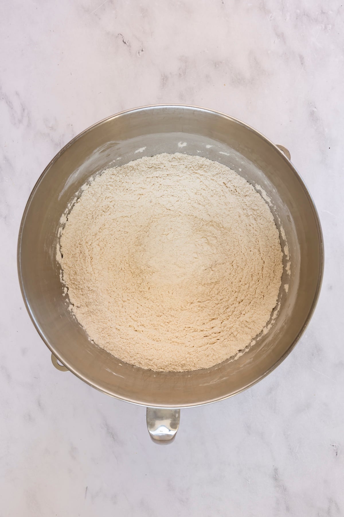 mixed dry ingredients in mixing bowl