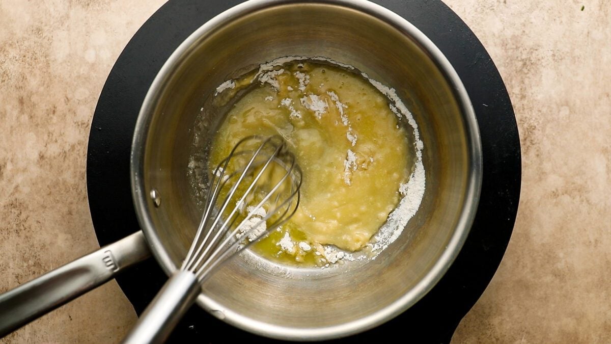 flour whisked into butter for roux