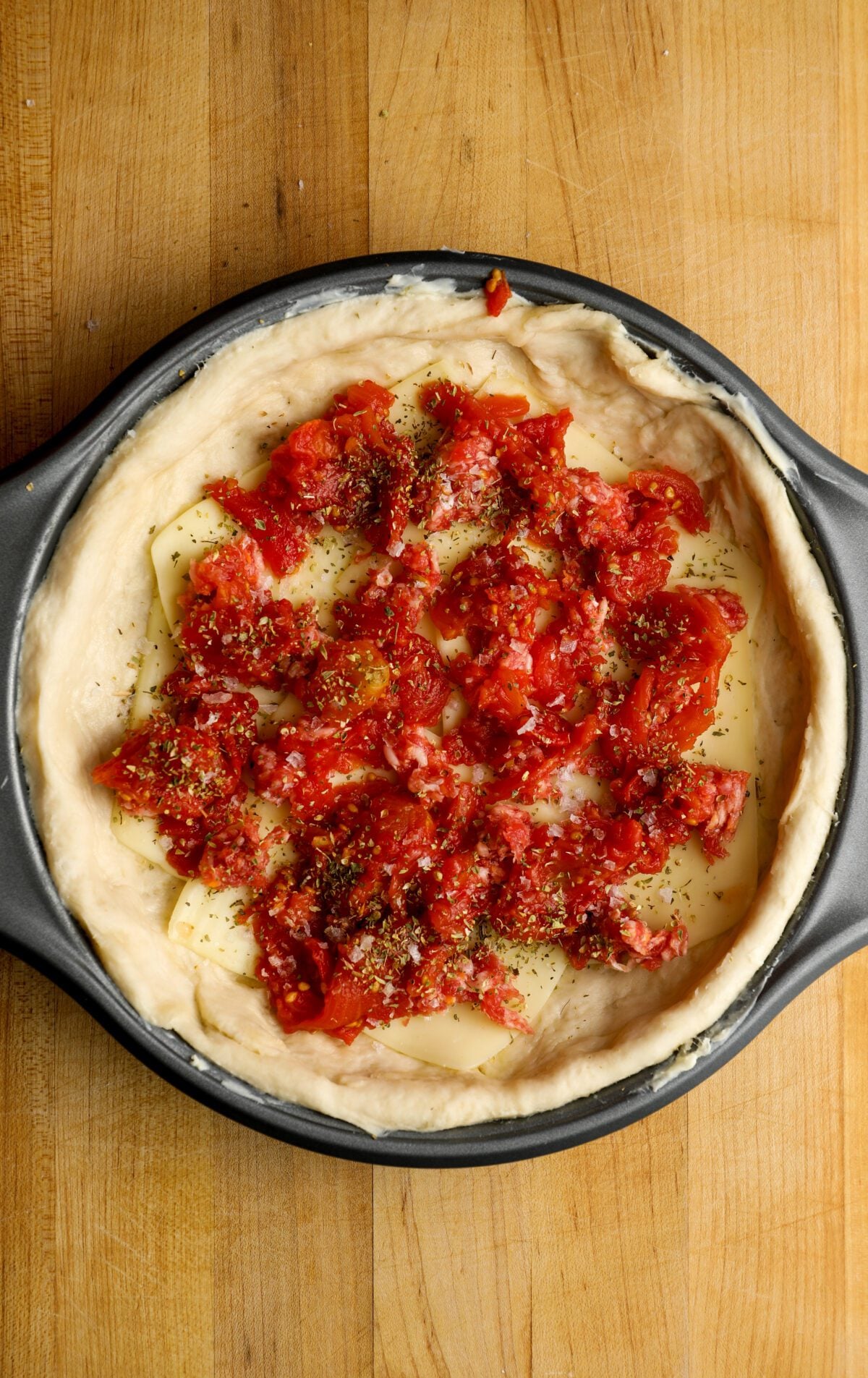 tomatoes layered over cheese