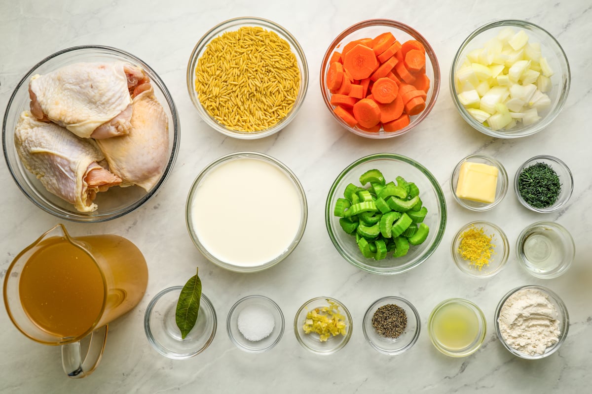 ingredients for lemon chicken orzo soup