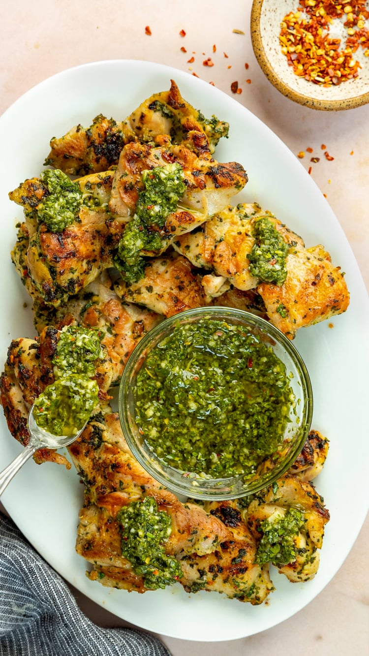 Grilled Chimichurri Chicken Thighs