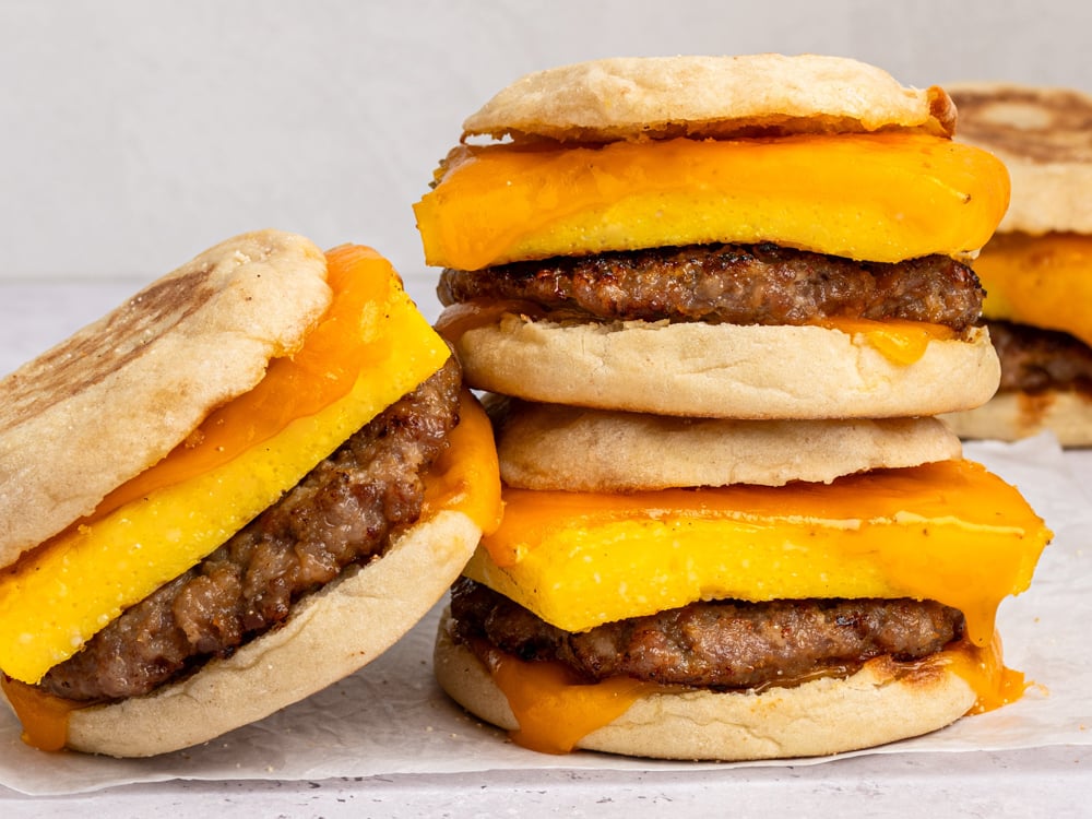 Sausage, Egg & Cheese Breakfast Sandwiches