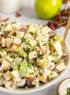 Waldorf salad in serving bowl.