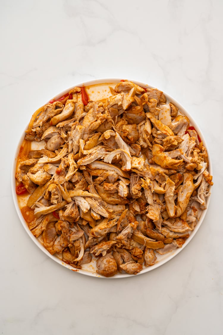 shredded chicken on plate