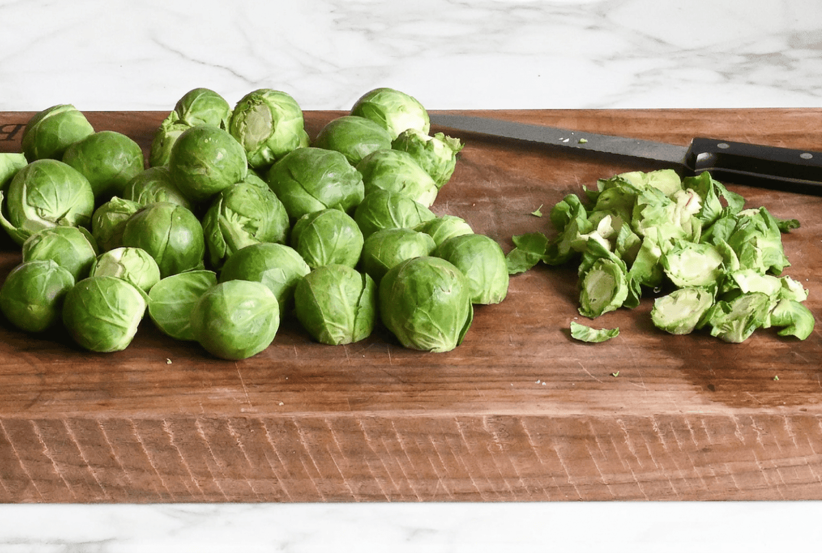 trimming Brussels sprouts