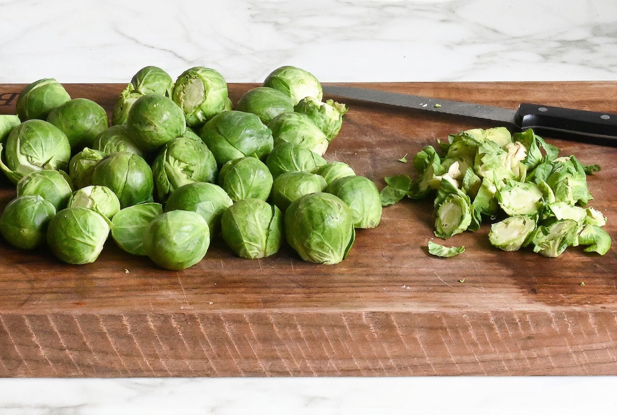 trimming Brussels sprouts