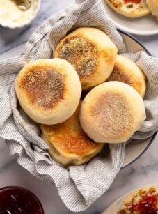 English muffins in basket