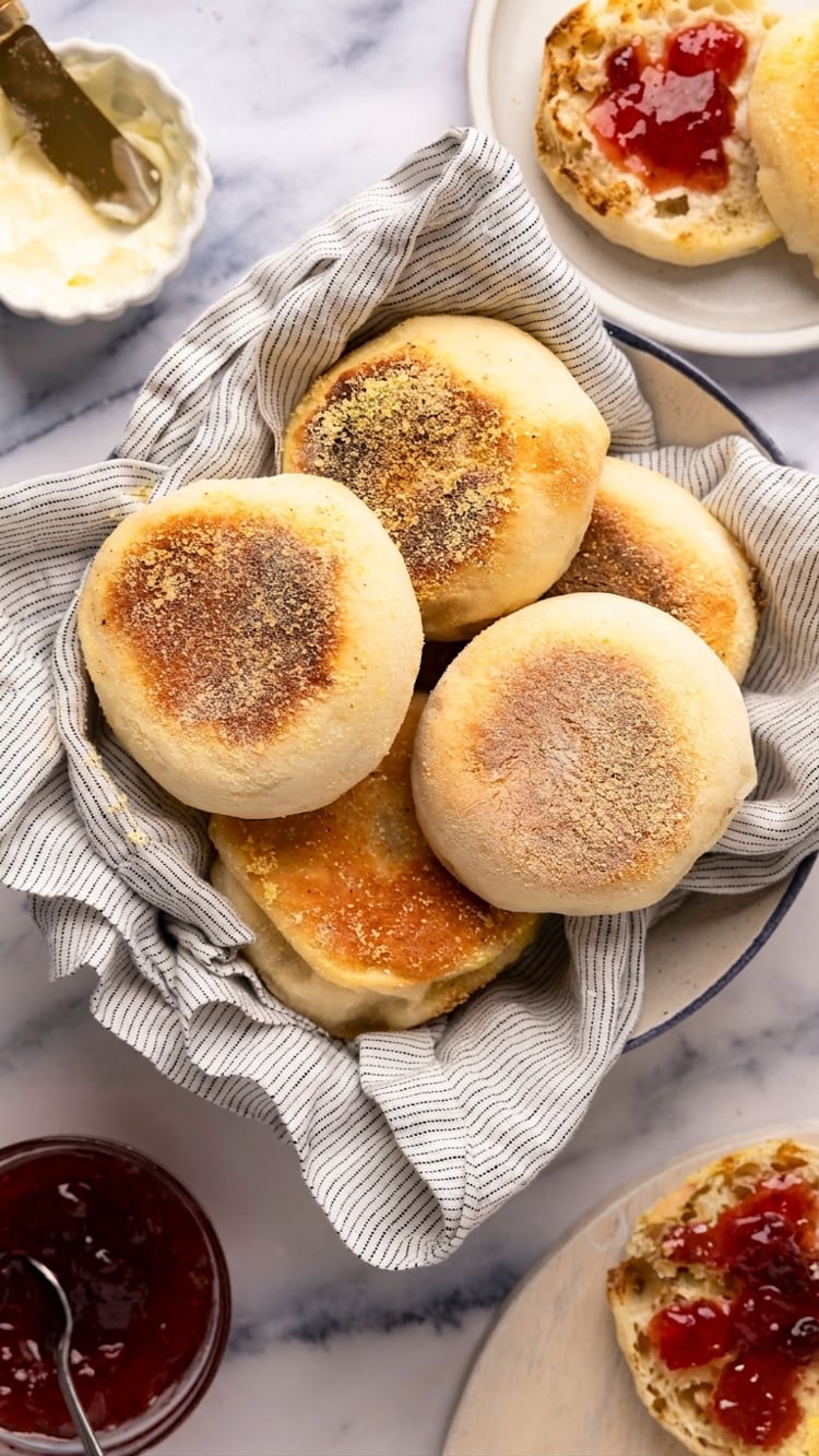 English muffins in basket